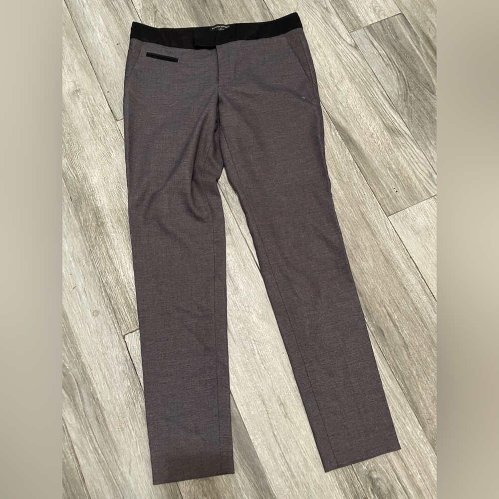 Banana Republic Martin Fit Women’s 6 Gray Trousers w Black Trim faux Pockets